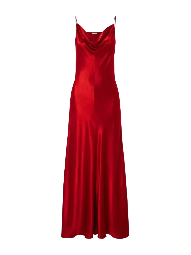 FFORME Emi Draped Hammered-satin Maxi Dress