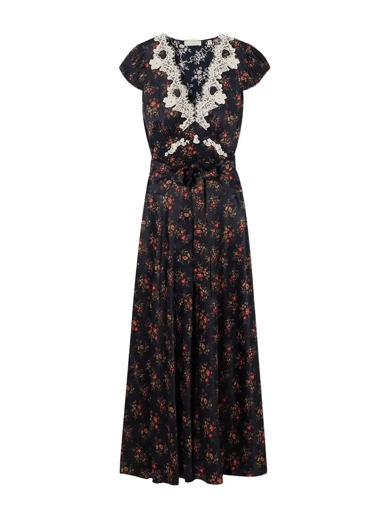 DÔEN Coraline Floral-print Satin Midi Dress