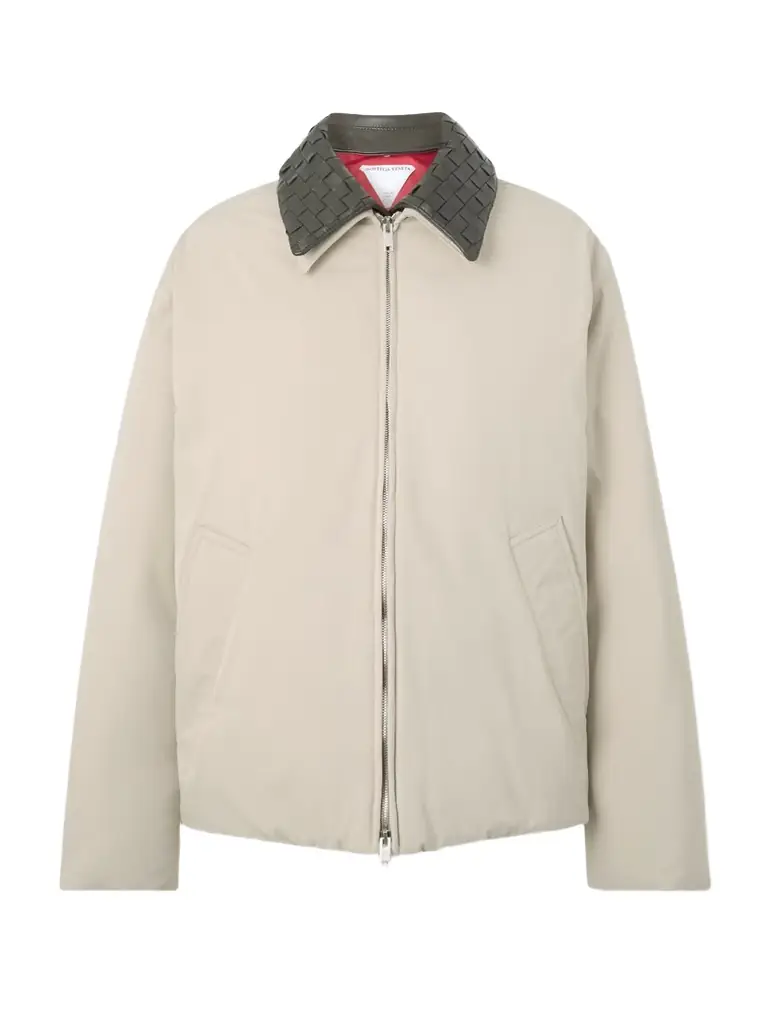 Bottega Veneta Intrecciato Leather-trimmed Recycled-shell Down Jacket