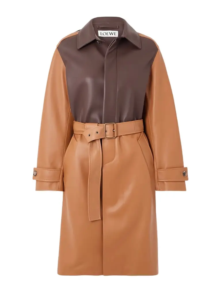 Loewe Belted Two-tone Leather Coat