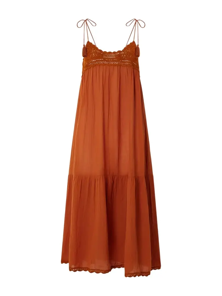 Ulla Johnson Linnea Tasseled Crochet-trimmed Cotton Midi Dress