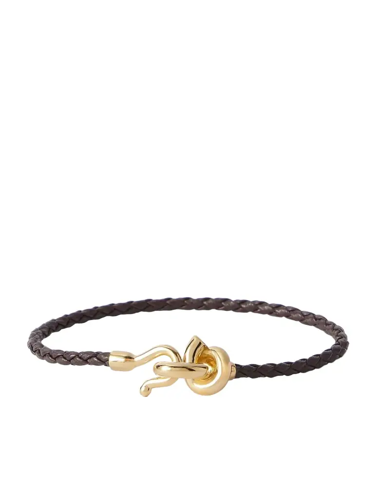 Bottega Veneta Knot Gold-plated And Intrecciato Leather Bracelet