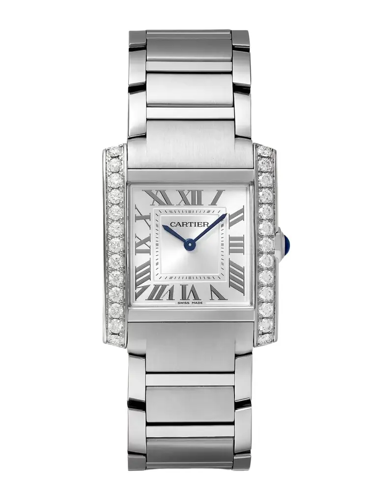 Cartier Tank Française 32mm Medium Stainless Steel And Diamond Watch