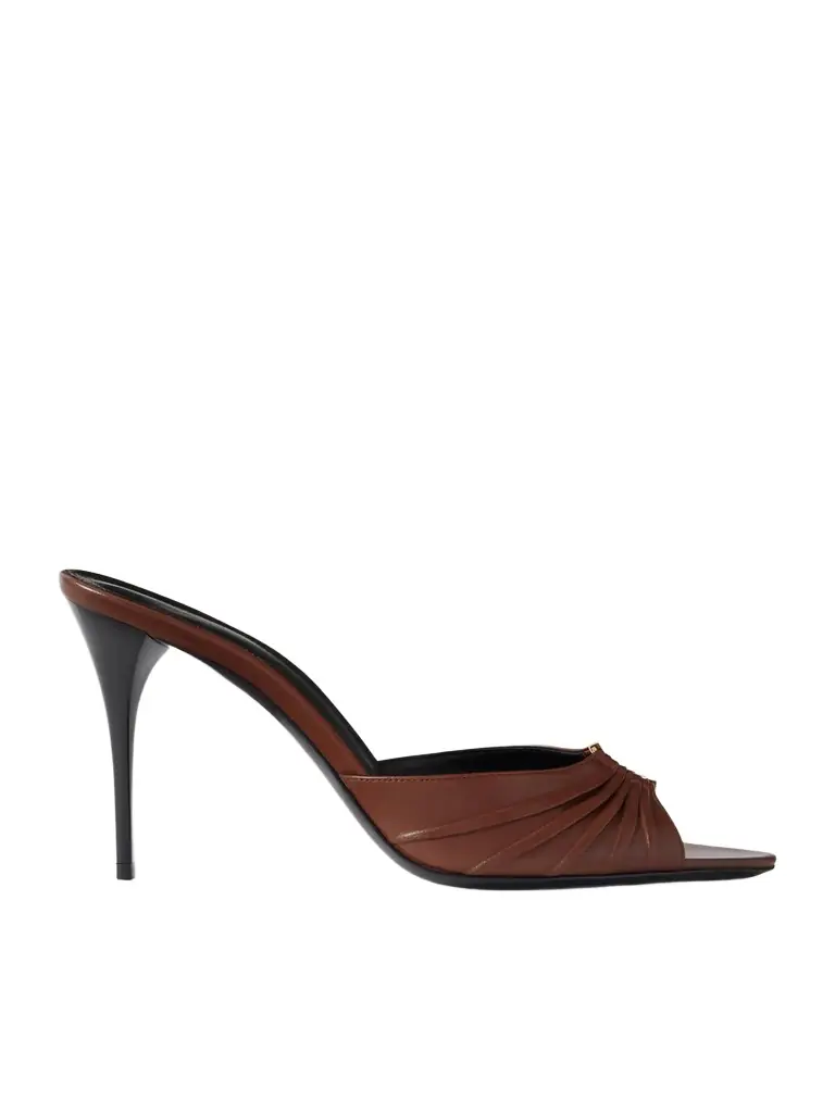 Saint Laurent Babylone Embellished Gathered Leather Mules