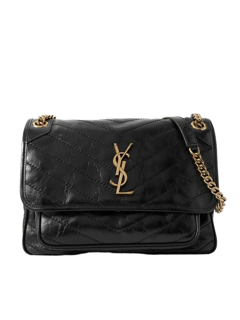 Saint Laurent Niki Medium Crinkled-leather Shoulder Bag