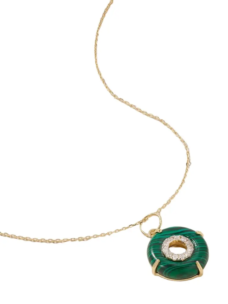 Mateo Donut 14-karat Gold, Malachite And Diamond Necklace