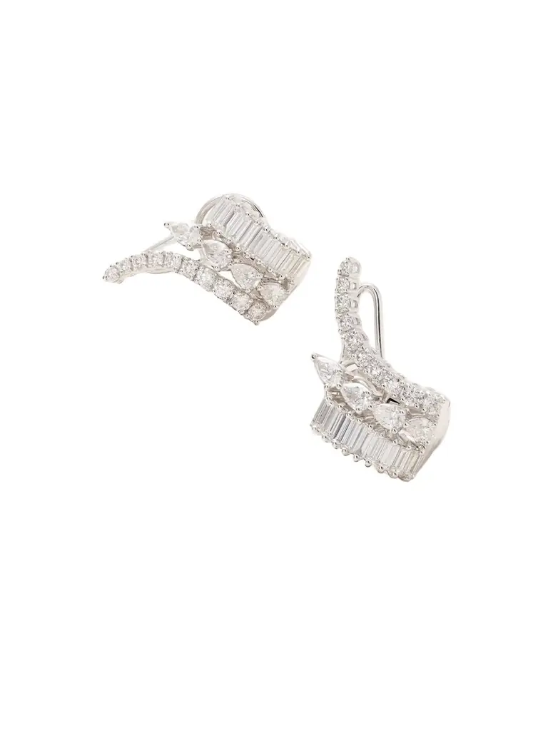 YEPREM 18-karat White Gold Diamond Earrings