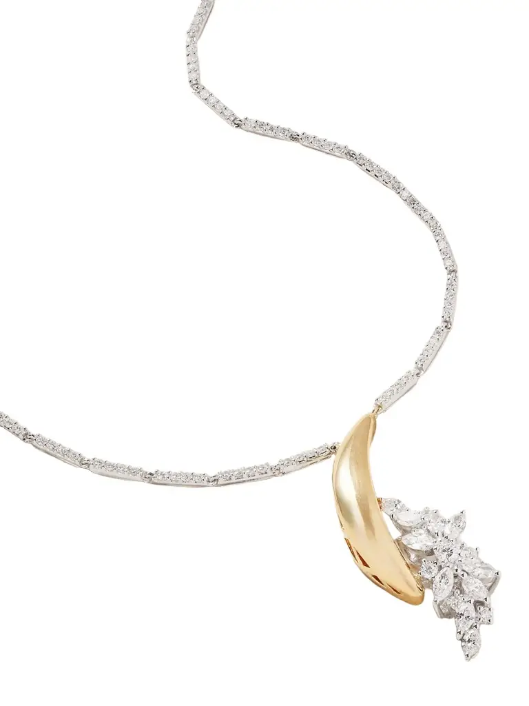 YEPREM 18-karat White And Yellow Gold Diamond Necklace