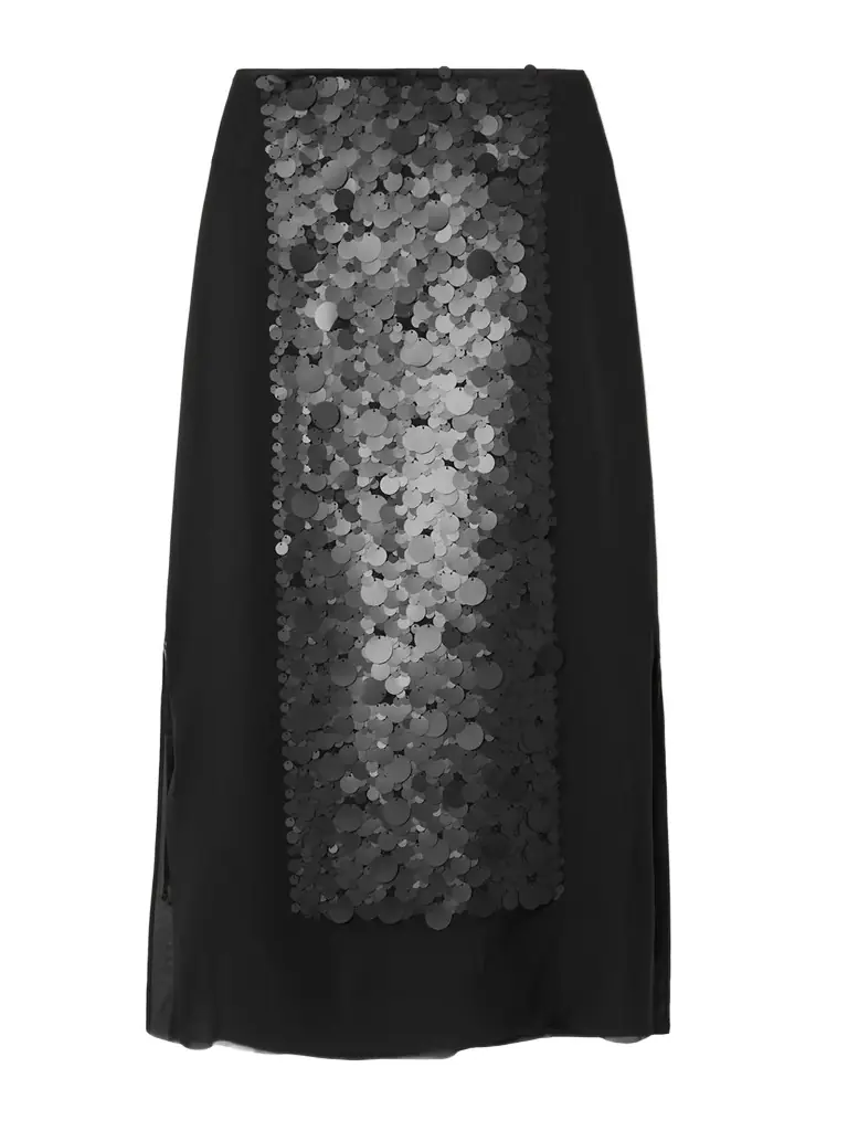 Joseph Cambo Pailette-embellished Crepe De Chine Midi Skirt
