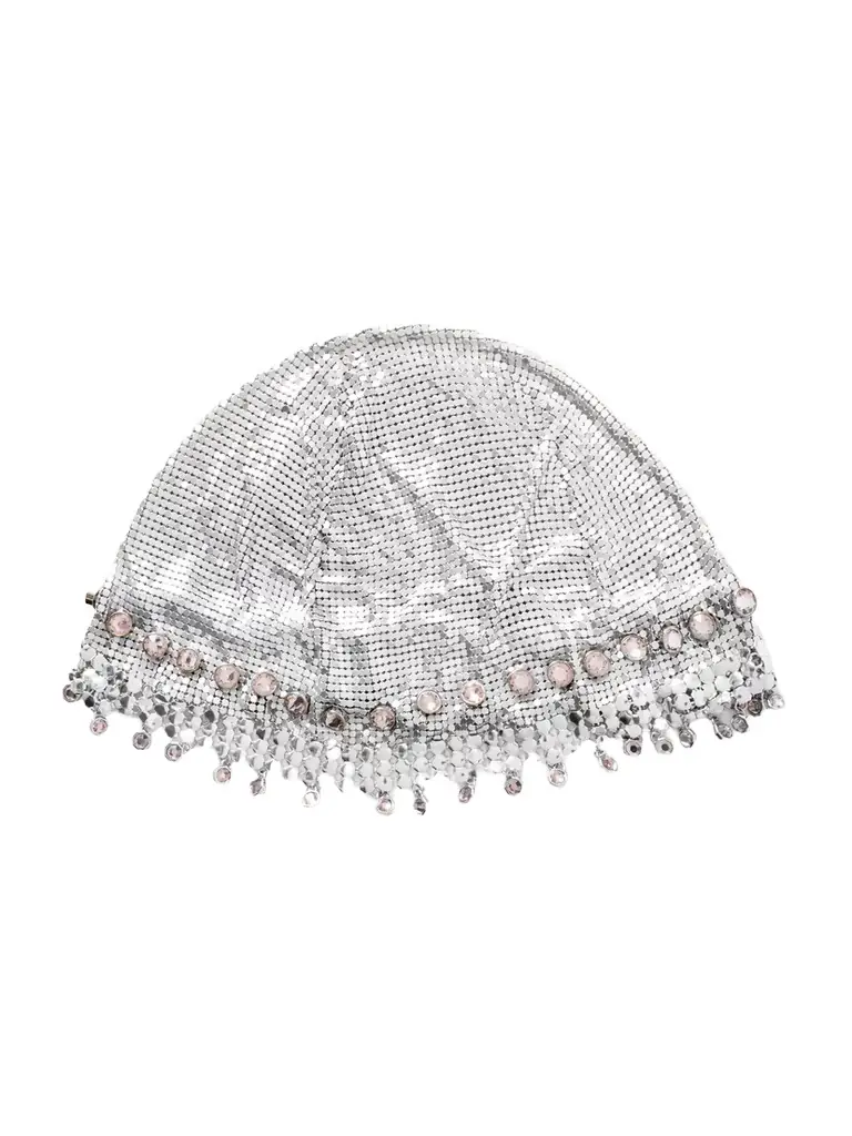 Rabanne Fringed Crystal-embellished Silver-tone Chainmail Hat