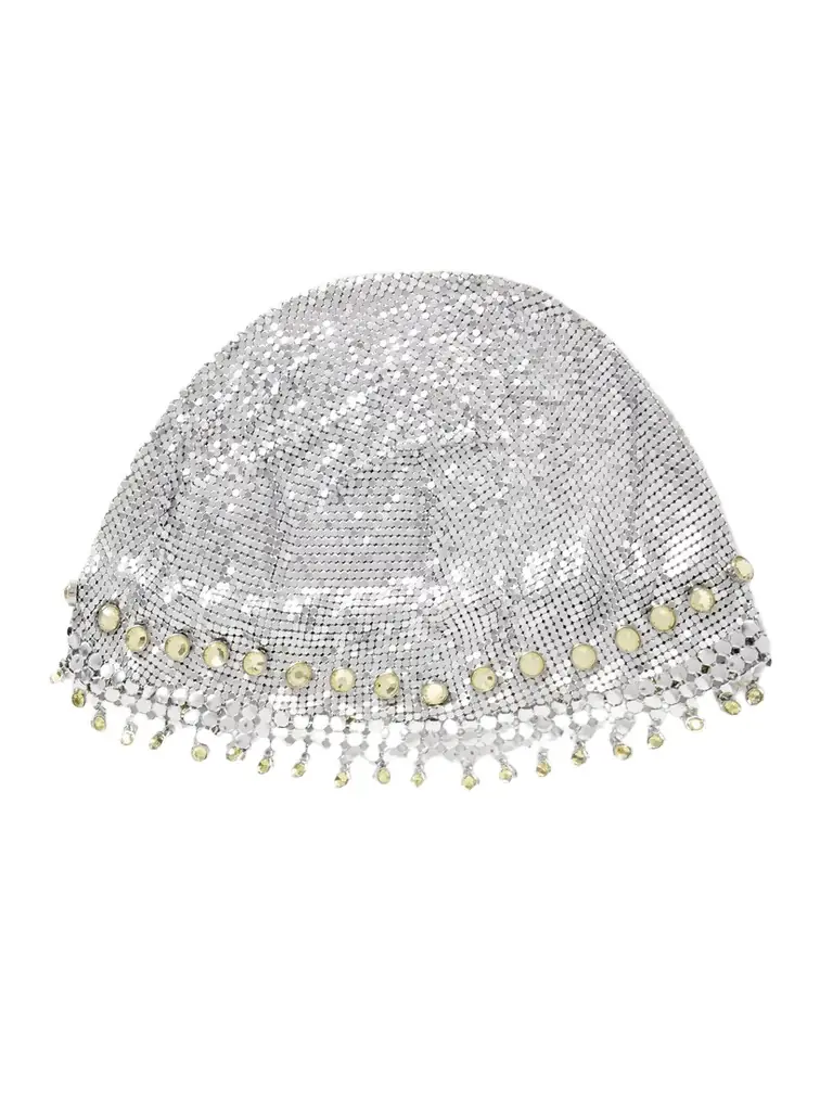 Rabanne Fringed Crystal-embellished Silver-tone Chainmail Hat