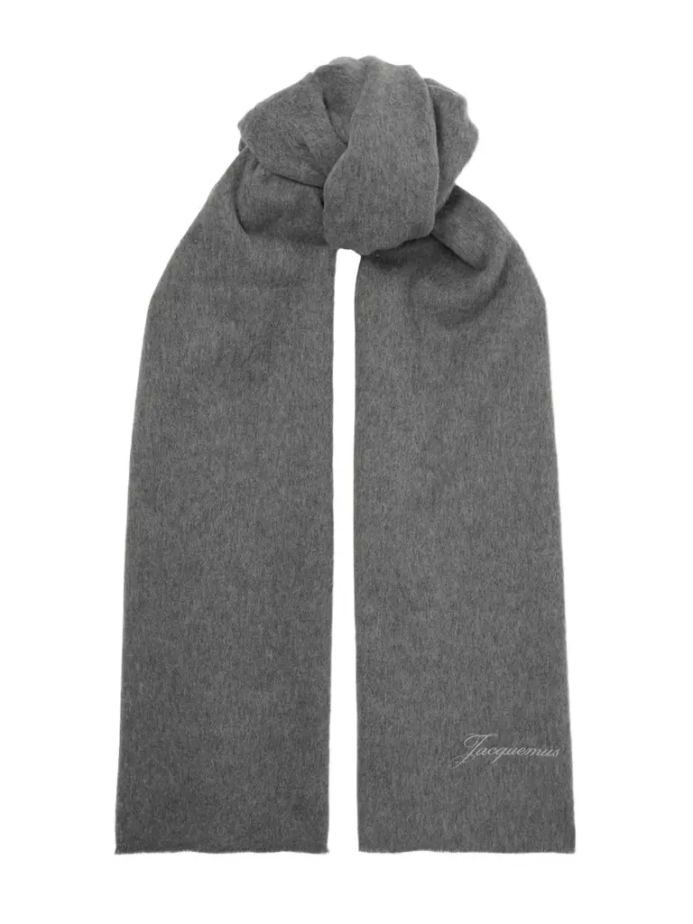Jacquemus Frayed Embroidered Wool And Cashmere-blend Scarf