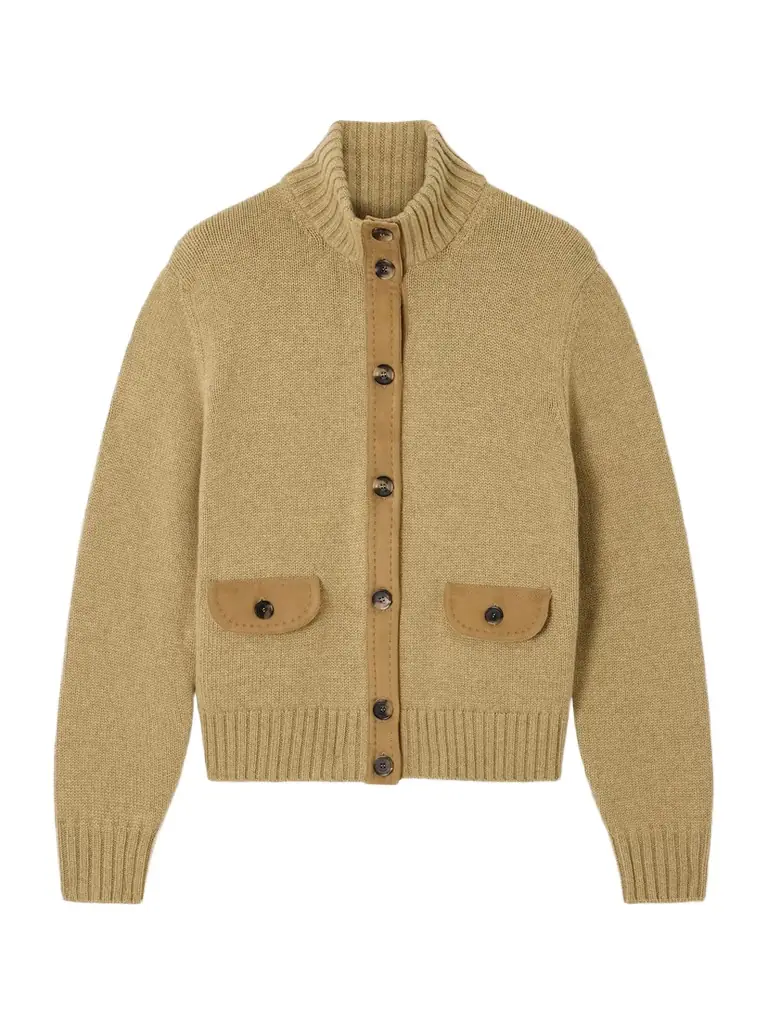 Loro Piana Parksville Suede-trimmed Cashmere Cardigan