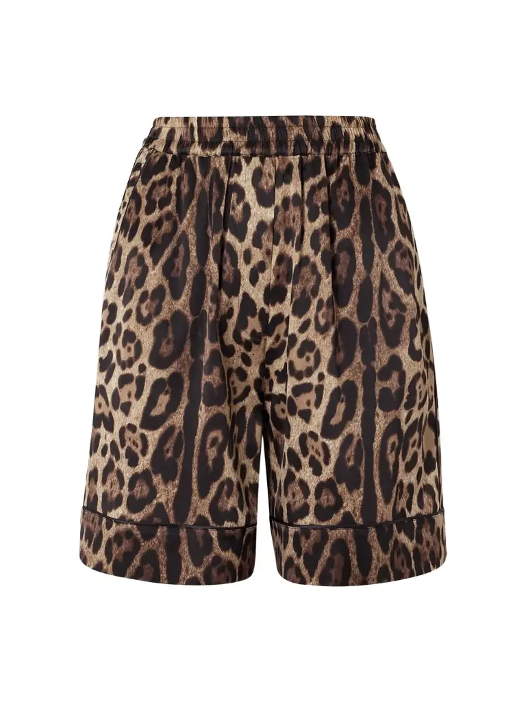 Dolce & Gabbana Leopard-print Silk-blend Satin Shorts