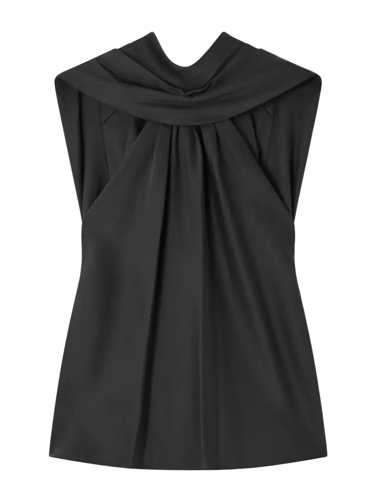 Simkhai Scarlett Cape-effect Draped Satin Top