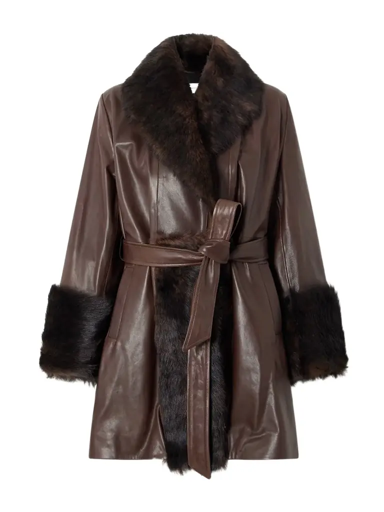 Nour Hammour Carmen Belted Shearling Jacket