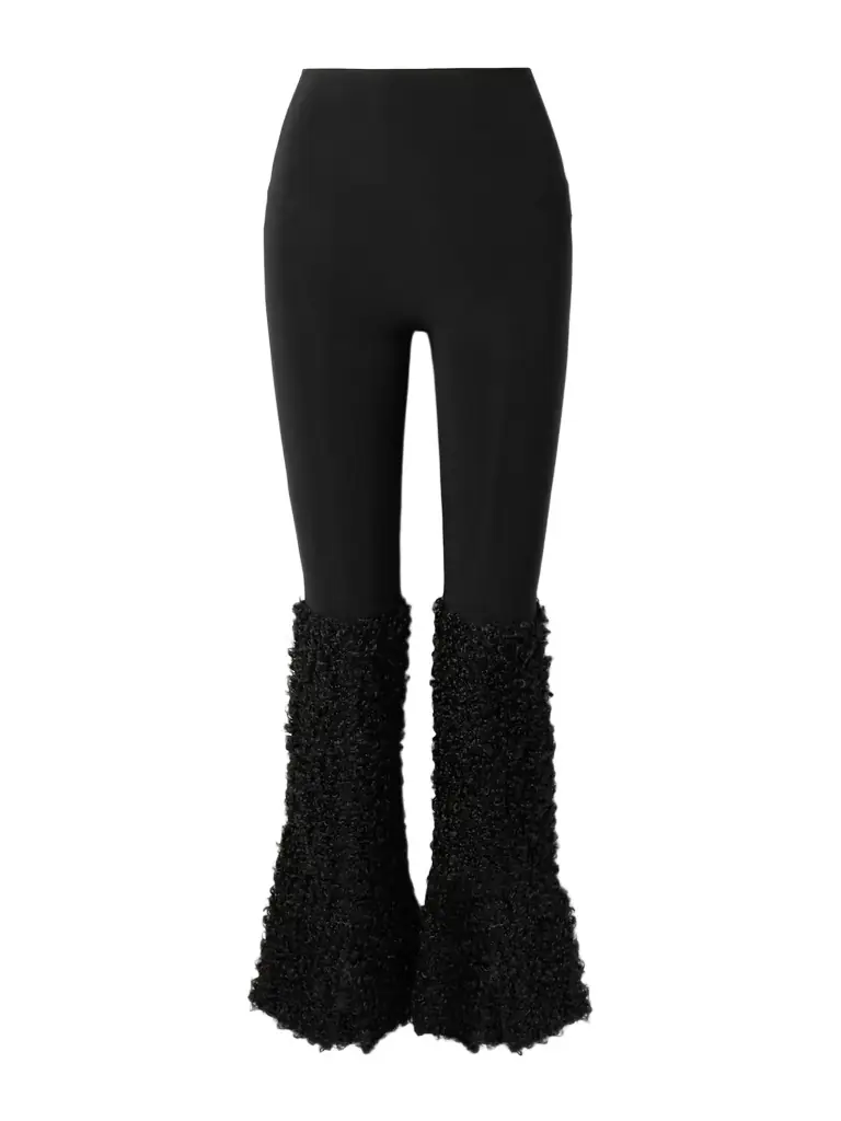 Norma Kamali Stretch-jersey And Chenille Flared Leggings