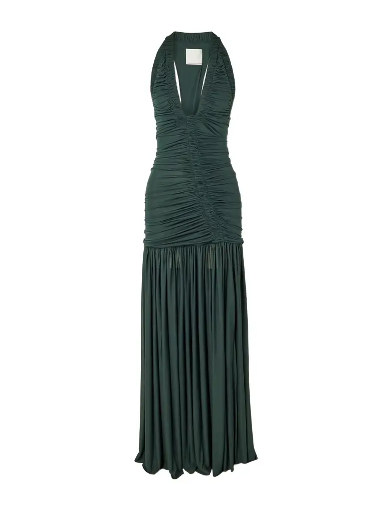 Christopher Esber Orion Open-back Ruched Jersey Gown