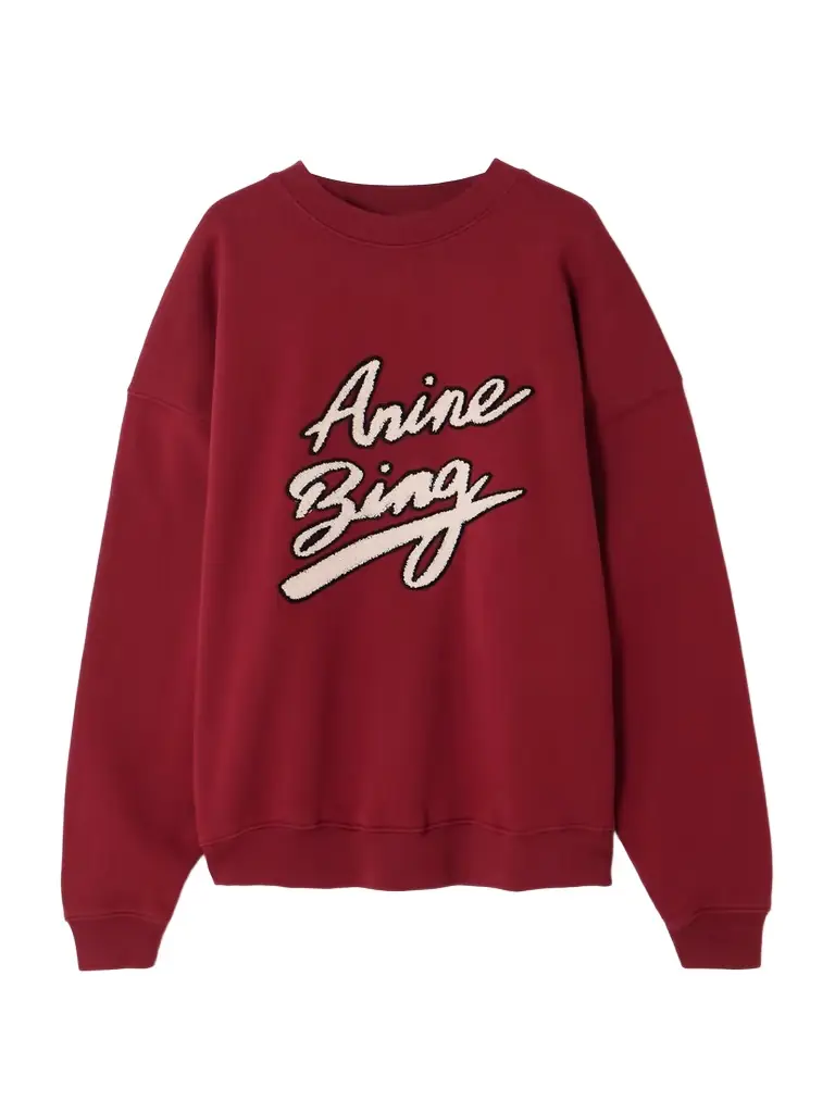 Anine Bing Miles Appliquéd Chenille-trimmed Cotton-jersey Sweatshirt