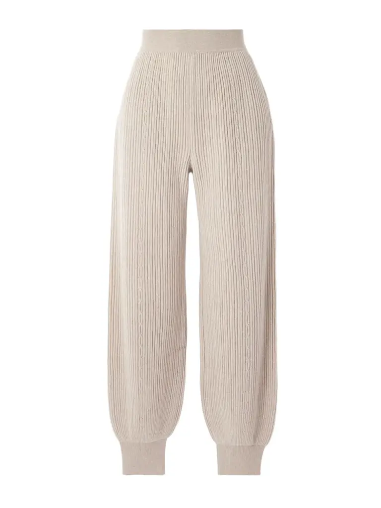 Loro Piana Plane Tree Ribbed Cashmere-blend Tapered Pants