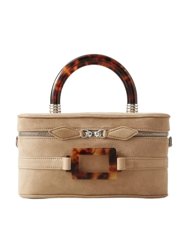 Roger Vivier Belle Vivier Vanity Mini Buckled Suede Clutch