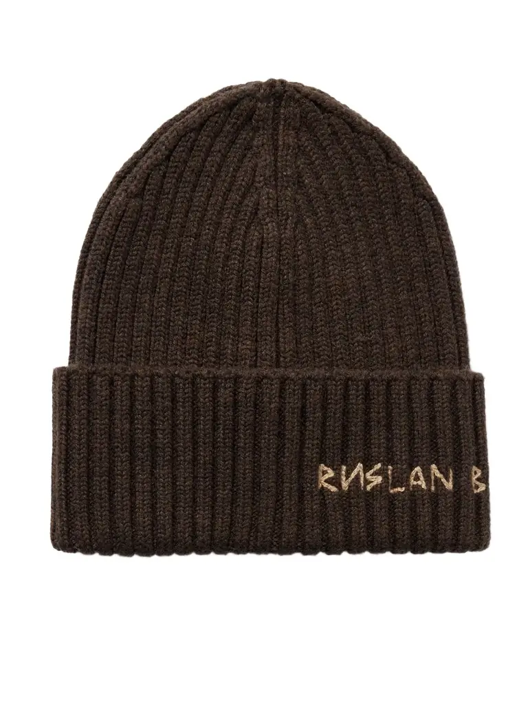 Ruslan Baginskiy Embroidered Ribbed Merino Wool Beanie