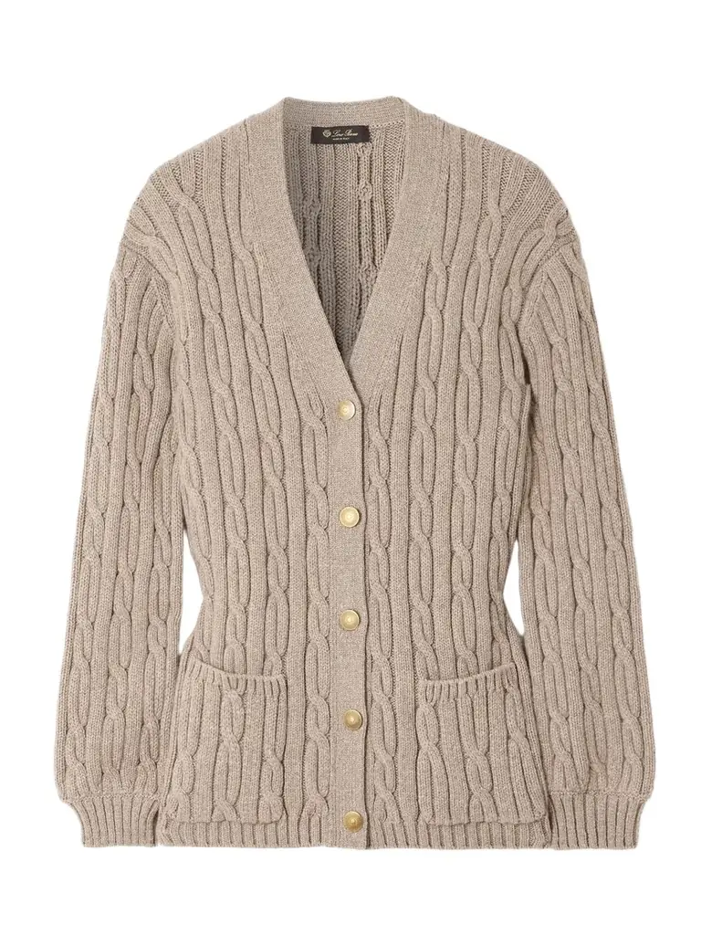 Loro Piana Cable-knit Cashmere-blend Cardigan