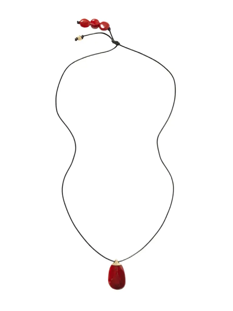 Dinosaur Designs River Rock Gold-plated, Resin And Leather Necklace
