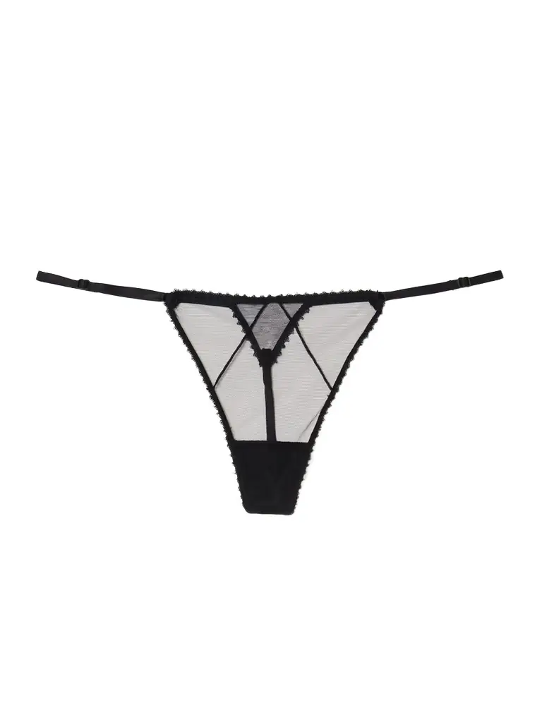Kiki de Montparnasse Perle Embroidered Mesh Thong