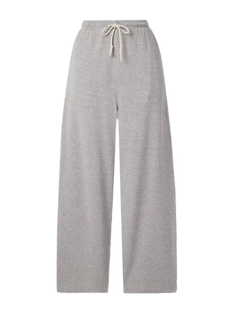 The Elder Statesman Daily Cotton And Cashmere-blend Wide-leg Track Pants