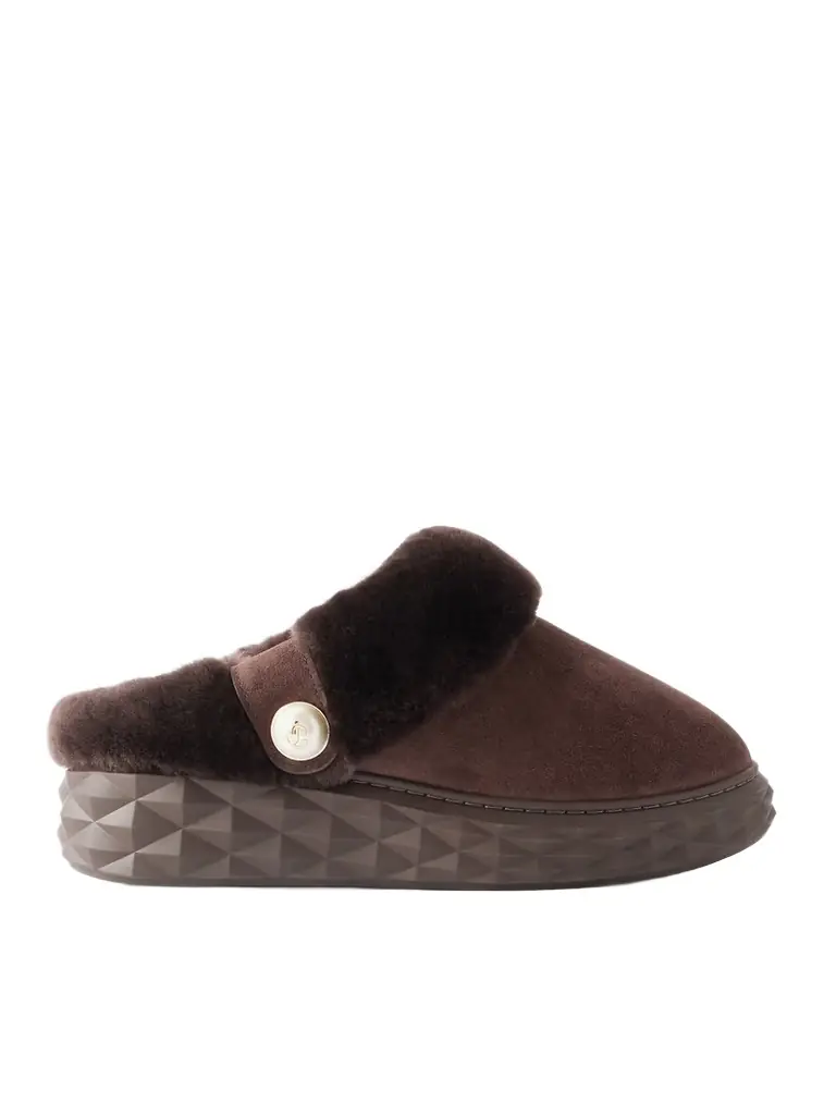Jimmy Choo Diamond Shearling Slip-ons
