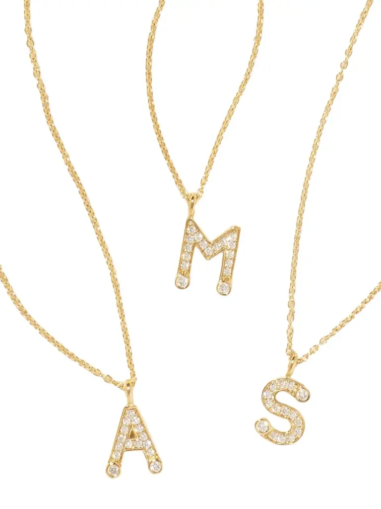 Sophie Bille Brahe Simple Letter 18-karat Recycled Gold Diamond Necklace