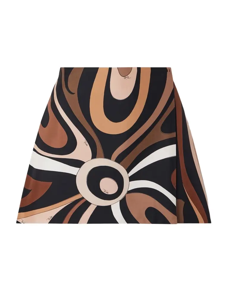 PUCCI Wrap-effect Printed Silk-twill Mini Skirt