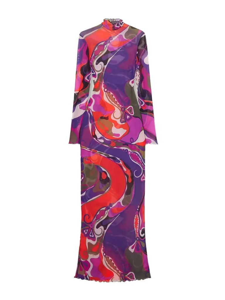 PUCCI Printed Tulle Maxi Dress
