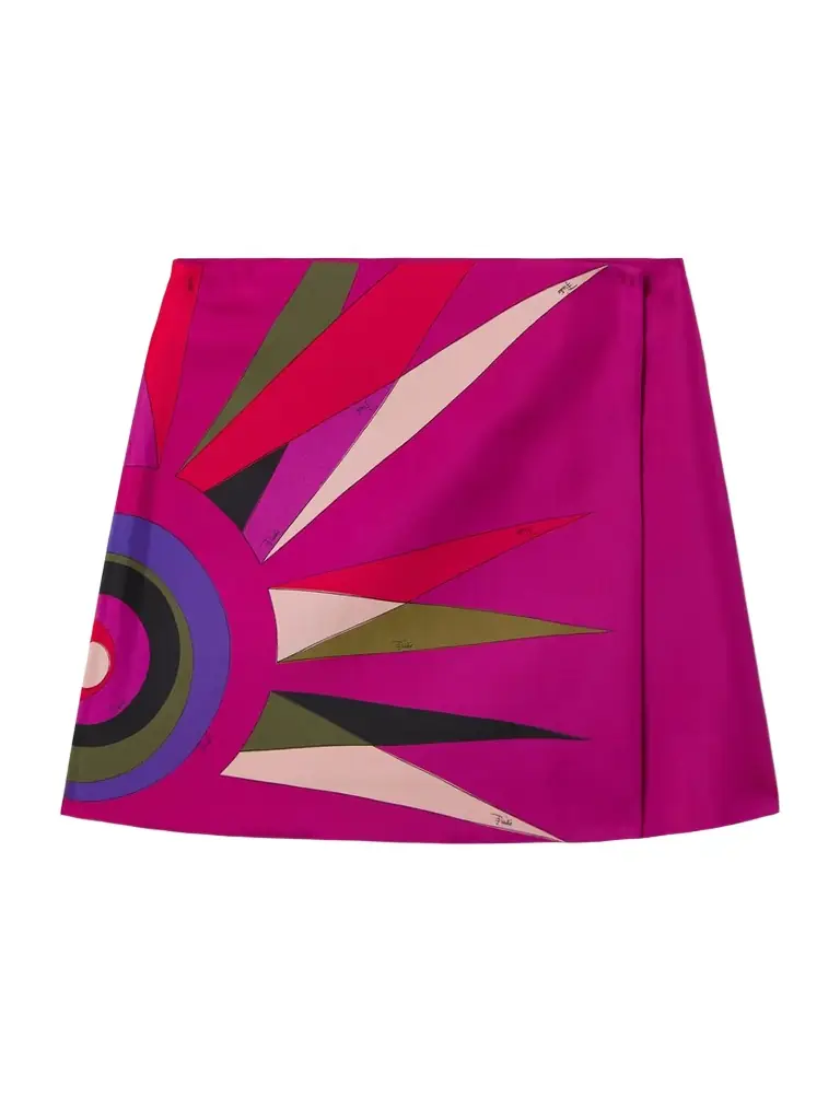 PUCCI Wrap-effect Printed Silk-twill Mini Skirt