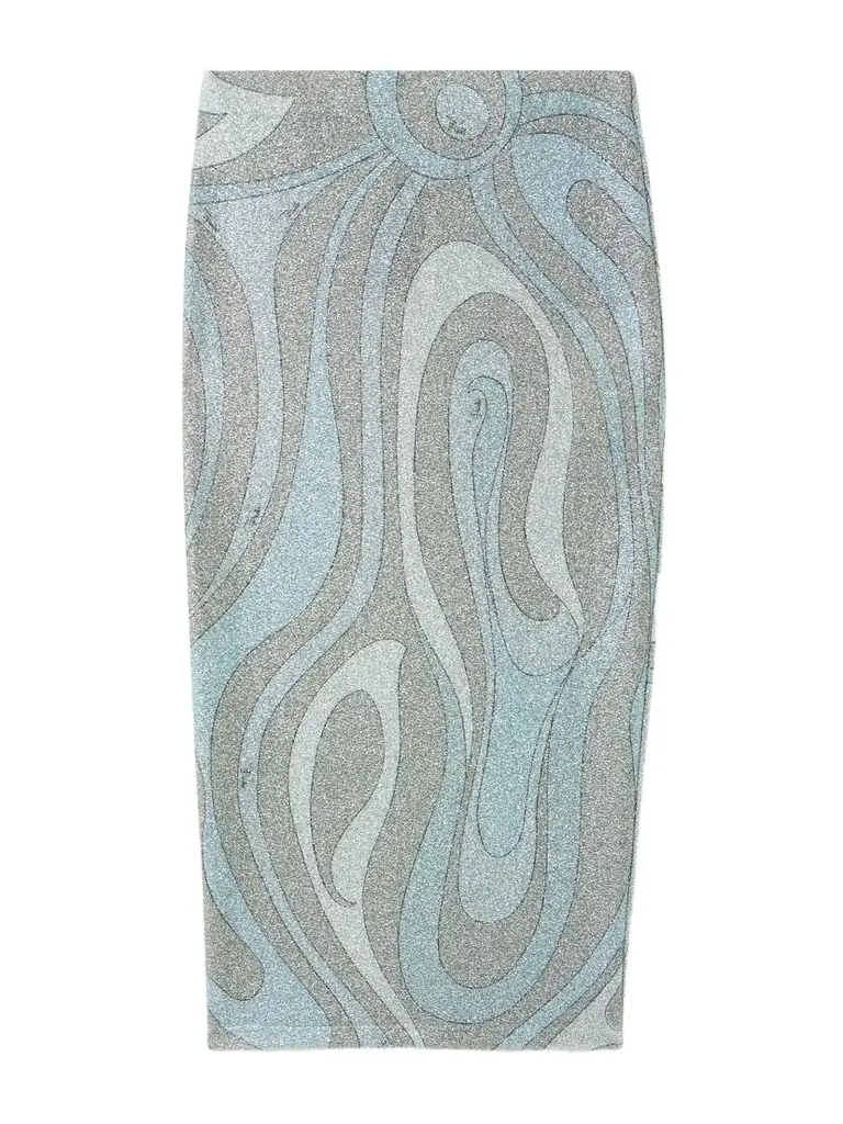 PUCCI Printed Metallic Jersey Midi Skirt