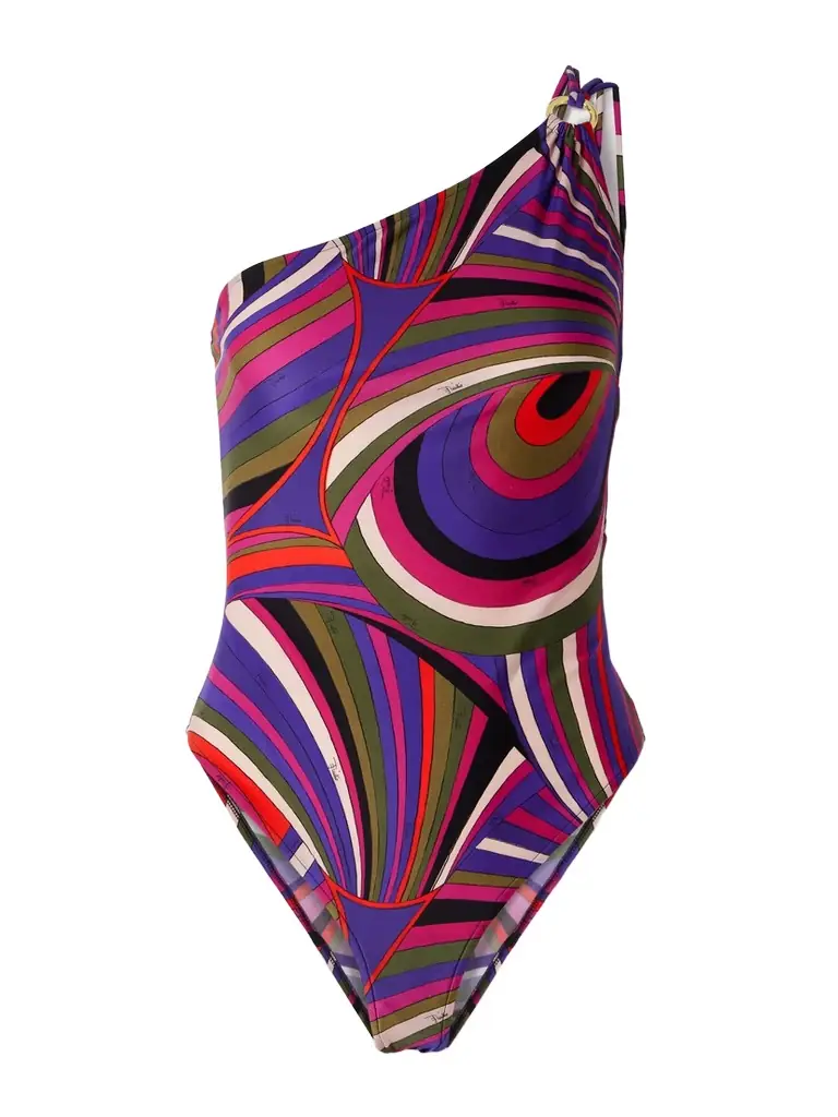 PUCCI One-shoulder Embellished Printed Swimsuit