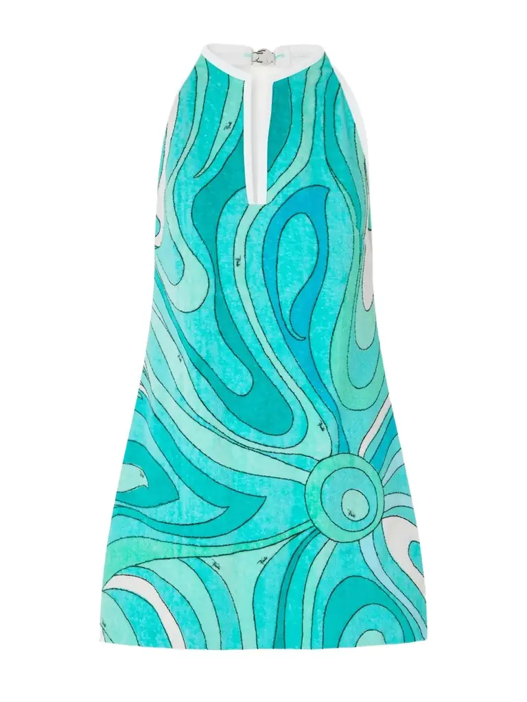 PUCCI Printed Cotton-terry Halterneck Mini Dress