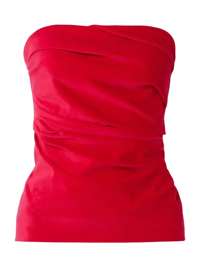 Tove Izel Stretch-cotton And Modal-blend Velvet Bandeau Top