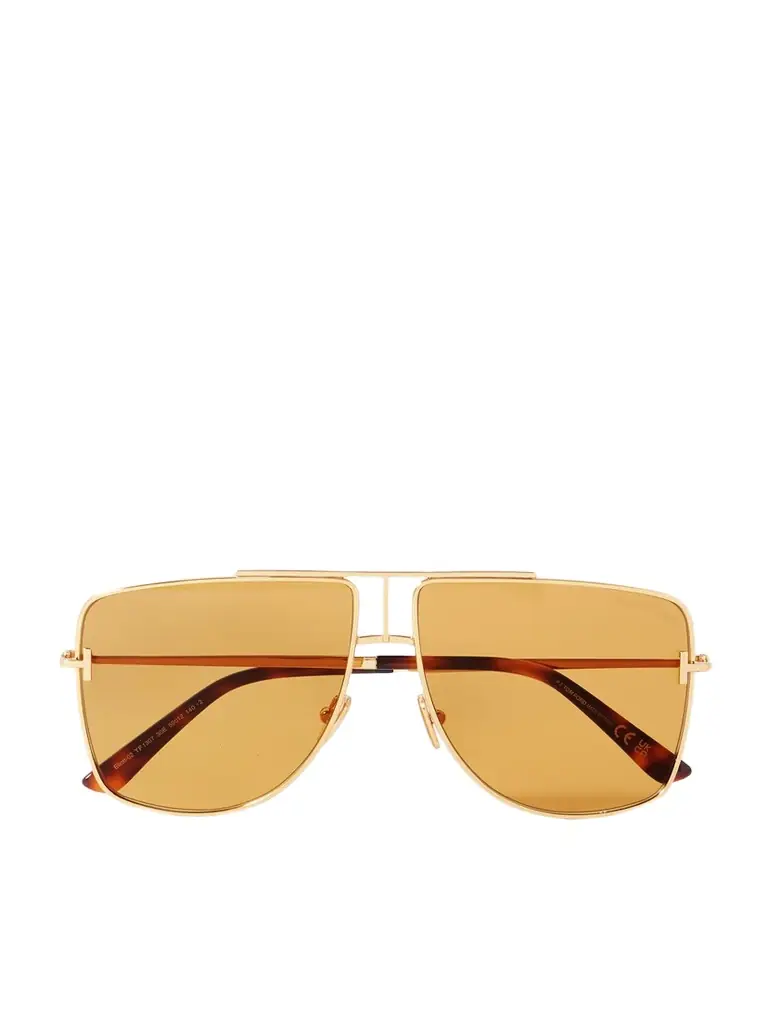 Tom Ford Eliott Aviator-style Gold-tone Sunglasses