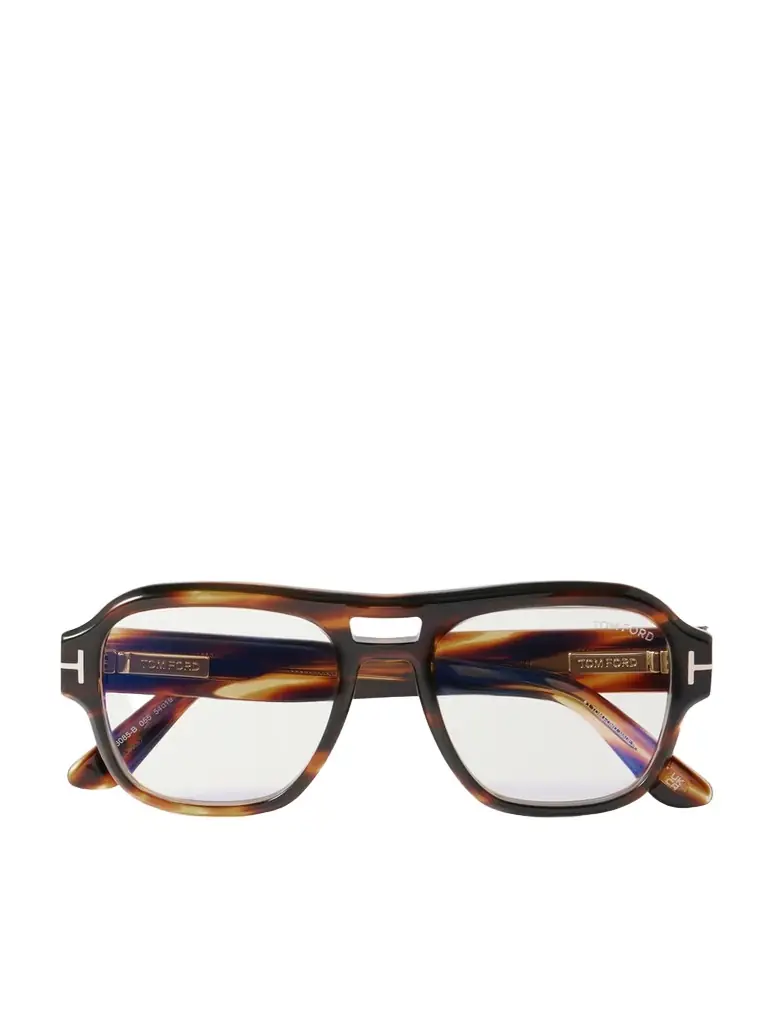 Tom Ford Aviator-style Tortoiseshell Acetate Optical Glasses