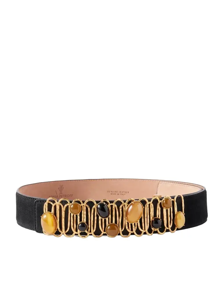 Sonia Petroff Loop De Loop Embellished uede Belt