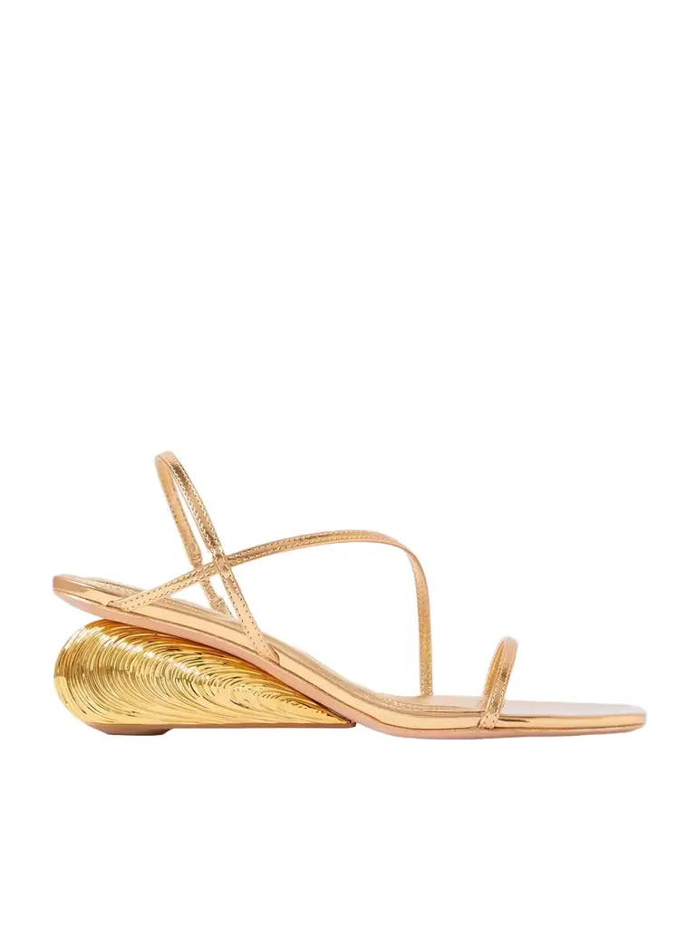 Simkhai Bridget Metallic Leather Wedge Sandals