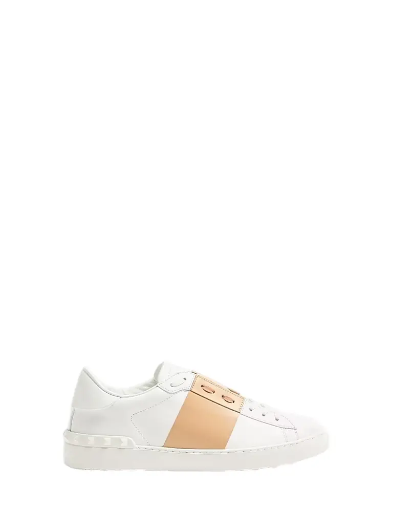 Valentino Garavani Men's Calfskin Open Sneaker - White Beige