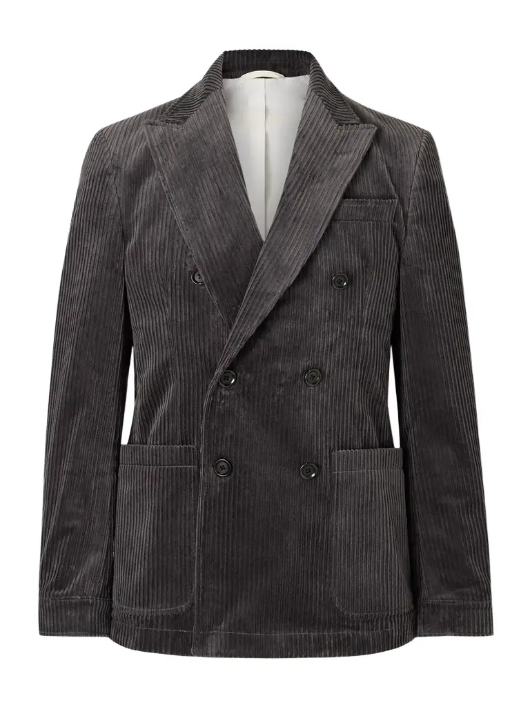 Oliver Spencer Double-Breasted Cotton-Blend Corduroy Suit Jacket - Men