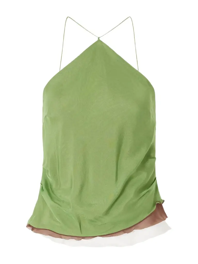 SIR. Danica Layered Silk-chiffon Halterneck Top