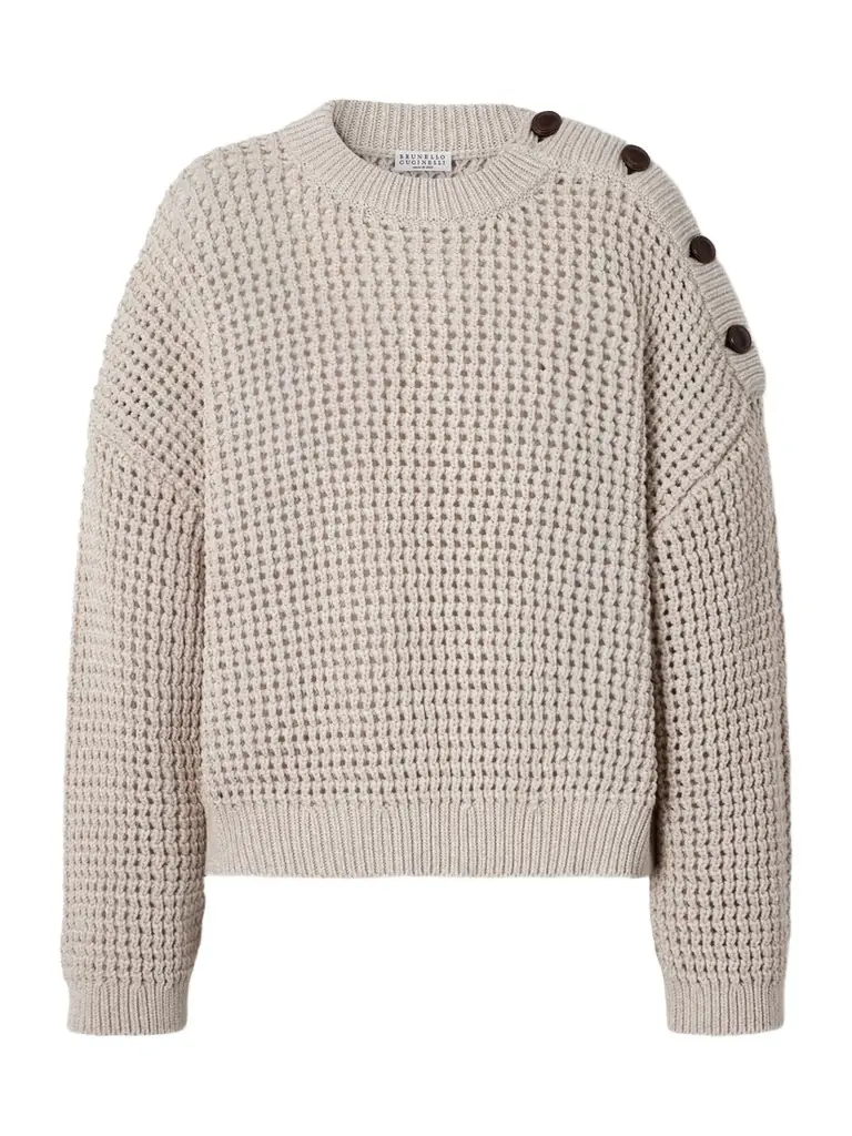 Brunello Cucinelli Open-knit Cotton-blend Sweater