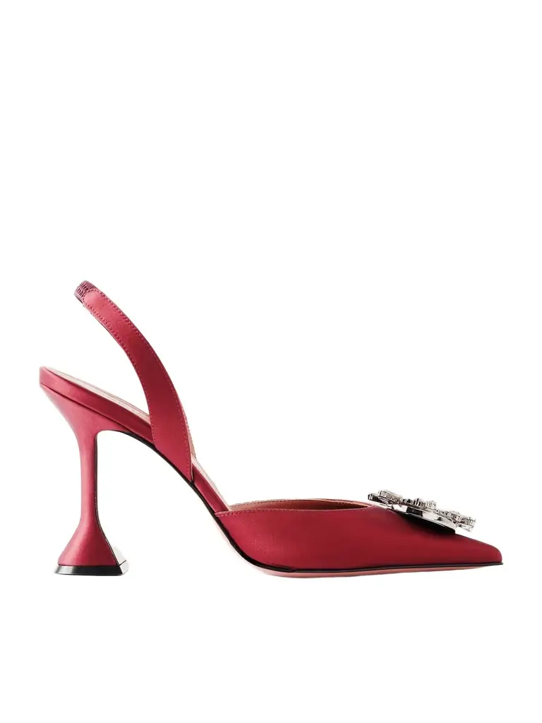 Amina Muaddi Begum Swarovski Crystal-embellished Satin Slingback Pumps