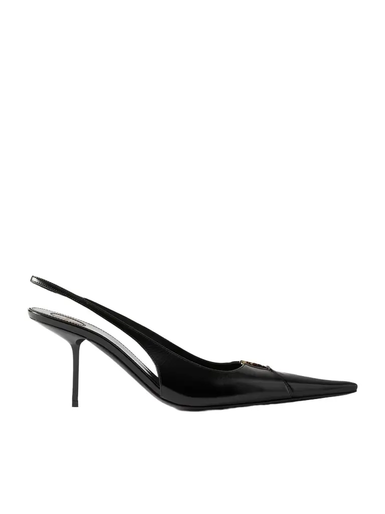 Saint Laurent Babylone Embellished Glossed-leather Slingback Pumps