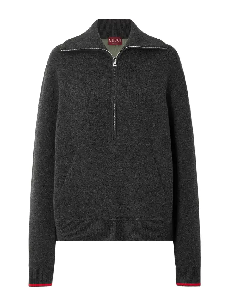 Gucci Striped Wool-blend Half-zip Polo Sweater